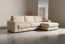 Sofá com Chaise em estofamento creme bege - Lumora Casa