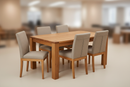 Conjunto Mesa com 4 Cadeiras em madeira natural com assentos estofados - Lumora Casa