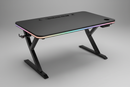 Mesa Gamer em preto fosco com LED, suporte para fone e gestão de cabos - Lumora Casa
